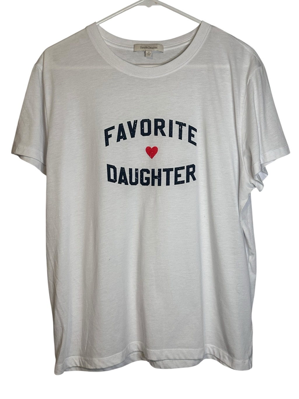 Favorite Daughter Graphic Tee White Xl Patriotic Americana Soft Preppy Varsity